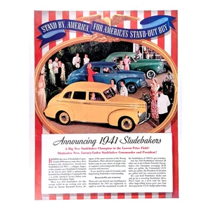 1941 Studebaker Classic Car Print Ad Champion America's Stand-out Buy 11"X14" - Picture 1 of 3