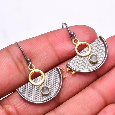 Серьги с родиевым покрытием из серебра 925 пробы с драгоценными камнями пренитом 1,37 дюйма E22 - Изображение 1 из 4