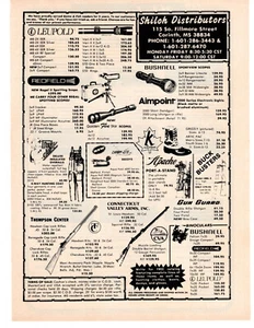 Anuncio impreso Shiloh Distributors Sporting Goods Leupold Aimpoint Corinth, MS 1987 - Imagen 1 de 2
