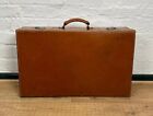 Leather Vtg Brown Suitcase Handheld Medium 64.5cm Long Travel Display Wedding GA