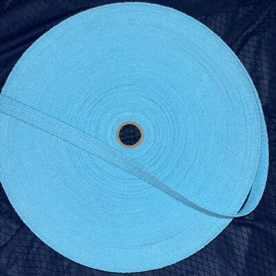 Correas de algodón de alta resistencia azul claro de 50 yardas de 3/4 pulgadas tímidas océano nuevas hechas en EE. UU. Foto 1 de 4