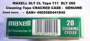 MAXELL DLT CLEANING Tape 111 DLT 260 Used Once **CRACKED CASE See Pix GENUINE - Photo 1/5