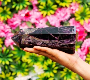 A+ Huge 200MM Natural Purple Fluorite Crystal Healing Stone Obelisk Tower - Picture 1 of 10