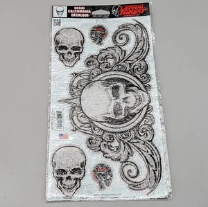 Nuevo 2013 Calcomanía Calcomanía Amenaza Letal Calcomanía Remolino Calavera 5.58"x10.81" (LOTE DE 2) - Imagen 1 de 4