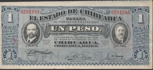 México / Chihuahua  1  Peso   11.O.1915  Series L  ERROR  Circulated Banknote WW - Picture 1 of 5