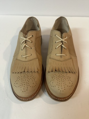 Mocassini Ugg Bernett Brogue Kiltie Oxford scarpe donna taglia 5 pelle beige marrone