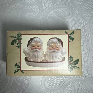 Galleta Barril Cabezas de Papá Noel Navidad Salero y Pimentero Coctelera en Soporte NUEVO - Imagen 1 de 1