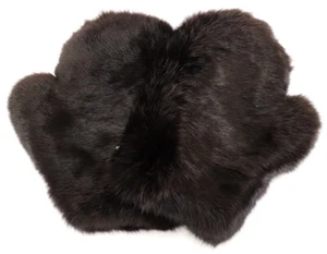 Gants En Fourrure Pour L'Hiver Doublés Ski Chauds En Lapin Marron - Bild 1 von 4
