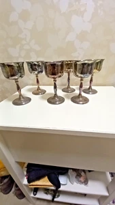 6 x Silver Plated On Brass Cavalier Goblets - Picture 1 of 3