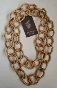 Global & Vine Culture Club Collection, Cream Wood NECKLACE From Philippines 40" - Picture 1 of 6