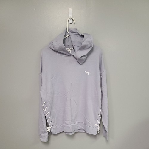 UNDERCOVER Victorias Secret Felpa con Cappuccio Pullover Laterale in Pizzo Grigio Taglia S