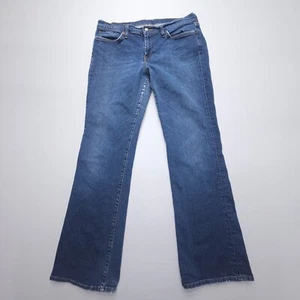Lucky Brand Dungarees Low Rise Flare Jeans Womens 14 / 32 Boho Y2K Vtg Festival - Picture 1 of 12