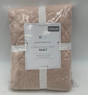 Pottery Barn Kids Baby European Linen Quilt Blush Pink Toddler 36" X 50" #A9C - Image 1 of 4