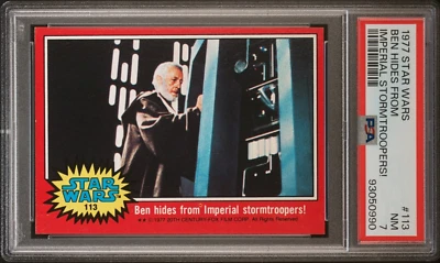 PSA 7 1977 Topps Star Wars #113 Ben hides from Imperial stormtroopers! Pop29 - Image 1 of 2
