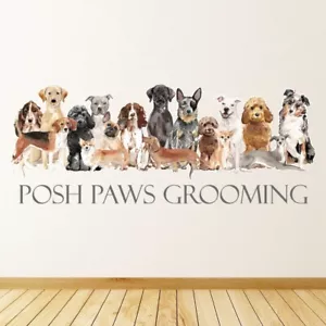 Personalised Name Dog Kennels Grooming Wall Sticker WS-71173 - Picture 1 of 15