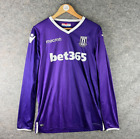 Macron Stoke City Football Shirt Mens Extra Large Purple Away Long Sleeve 18/19