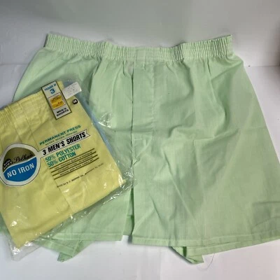 New Old Stock Vintage 1960s Men’s Shorts. 3 Pack. XL 38. Cotton Blend. Art Deco. - Image 1 of 4