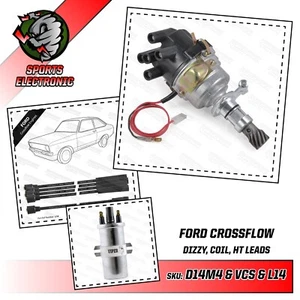 Ford Crossflow Kent Electronic Distributor Ignition Coil and 8mm HT leads - Imagen 1 de 12