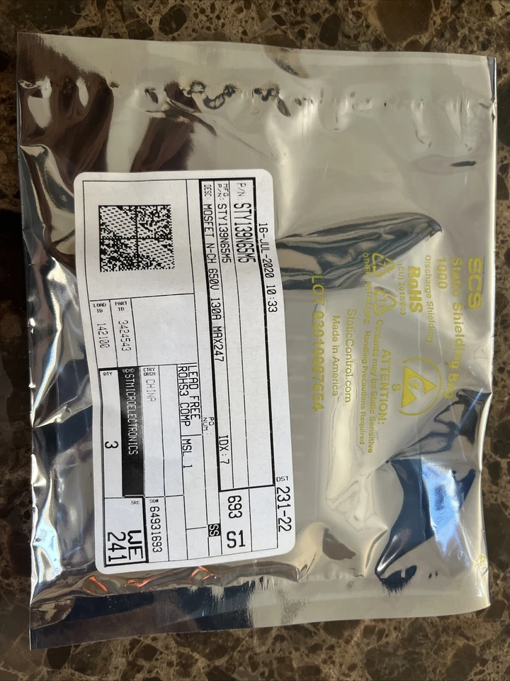 Mosfet n-ch 650V 130A Max247  STY139N65M5 3piece - Image 1 of 2