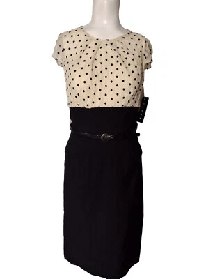 Vintage Tiana B Polka Dot Pencil Dress Size 4 Back Slit Career Coquette USA NEW - Image 1 of 4