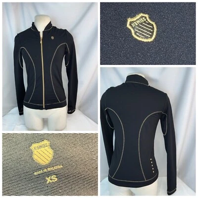 K-Swiss Tennis Yoga Jacket XS Women Black Nylon Poly Gold Zipper YGI L1-94 - Image 1 of 4