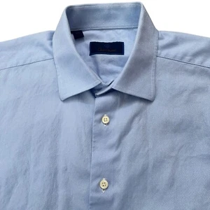 Camisa David Donahue Para Hombre Talla 17-34/35 Manga Larga Vestido Botón Azul Claro - Imagen 1 de 6