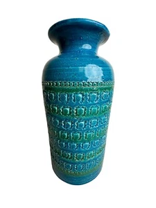 Vtg 1960 Bitossi Italy Aldo Londi Signed Rimini Blue Glaze Art Pottery Vase MCM - Picture 1 of 8