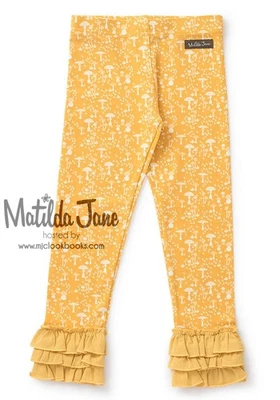 Matilda Jane Make Believe Stomping Grounds Leggings Yellow Mushrooms Size 6 NWT - Image 1 of 4