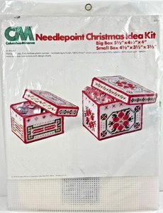 Vintage 1978 Columbia Minerva Needlepoint Christmas Idea Kit "Holiday Boxes Kit" - Picture 1 of 5