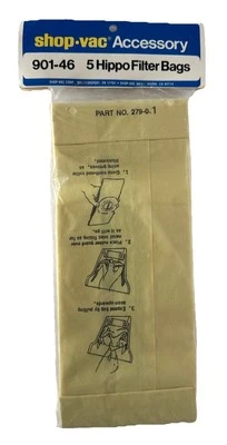 Shop Vac Hippo Disposable Filter Bags Replaces OEM #901-46 Brand New 5 Bags - Image 1 of 3