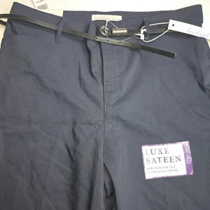 GLORIA VANDERBILT Women's Navy Khaki Unlimited Luxe Sateen Size 10 Shorts -1141 - Picture 1 of 7