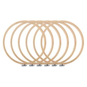 6 Pieces 10 Inch Embroidery Hoops Wooden Round Adjustable Bamboo Circle1557 - Picture 1 of 8