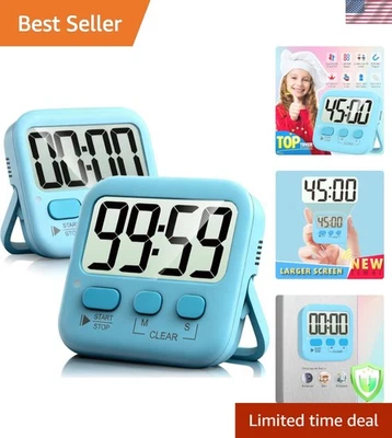 Versatile 2 Pack Digital Kitchen Timers - Loud/Silent, Batteries Included, Clear - Image 1 of 4