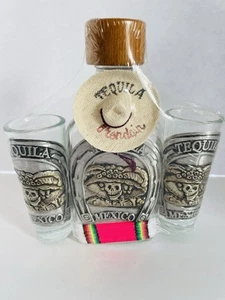Mexican Tequilero Set Mexican Tequila Glass Bottle With Mini Mexican Sombrero - Picture 1 of 5