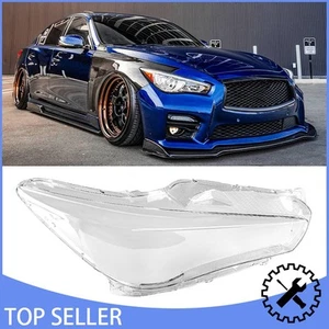 Passenger Side Front Headlight Headlamp Lens Cover Fit For Infiniti Q50 2014-21 - Picture 1 of 12