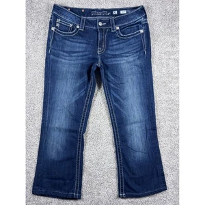 Pantalones de mezclilla Miss Me para mujer 31 lavado oscuro corte bota bolsillos adornados (dobladillo) - Imagen 1 de 14