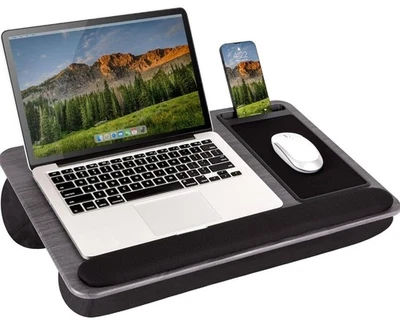 Lapgear Gray Woodgrain Lap Desk With Mouse Pad And Phone Slot Up To 15.6" Laptop - Image 1 of 4