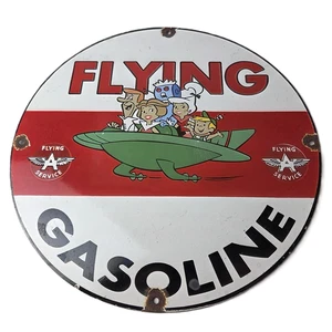 Letrero de porcelana Flying A Gasoline vintage - The Jetsons Gas Service Station - Imagen 1 de 14