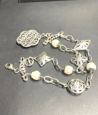 Ornate 925 纯银珍珠 2股手链 — 第 1/4 张图片