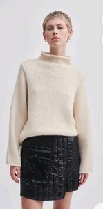 SECOND FEMALE RIKKE KNIT T NECK DARK CHALK ALPACA WOOL BLEND SZ M JUMPER RP$430 - Picture 1 of 15
