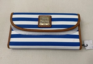 Dooney & Bourke Sullivan Coated Cotton Continental Clutch Wallet Blue Color - Picture 1 of 7