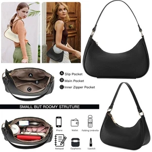 Bolso de mano de gran capacidad suave de color liso para mujer elegante bolso de hombro negro - Imagen 1 de 9