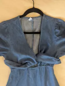 Old Navy Twist Front Midikleid Gr. XS Denim Puffärmel Landhaus Boho Western - Bild 1 von 11