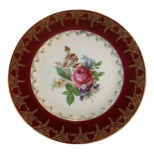 GLORIA FINE PORCELLANA BAVARIA ROSE PIATTO ORO GERMANIA 12” - Foto 1 di 6