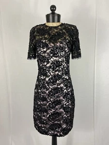 Carolina Herrera Size 10 Vintage Cocktail Knee Length Sequin Black Dress - Picture 1 of 5
