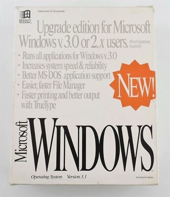 Microsoft Windows 3.1 Upgrade 3.5" and 5.25" Disk Edition 1992 Used - Image 1 of 4