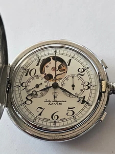 JULES JURGENSEN-CHRONOGRAPH-HANDBUCH-TASCHE-SÄULENRAD-VALJOUX 23-HUNTER-RAR - Bild 1 von 24