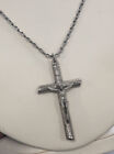 Awesome Vintage Men’s Sterling Chain Bark Style Textured Crucifix Pendant