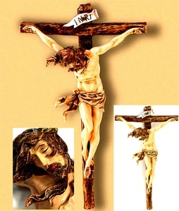 Impresionante Rendición ** 20" CLÁSICO RENACIMIENTO JESÚS CRUCIFIJO CRUZ DE PARED ** NUEVO EN CAJA - Imagen 1 de 12