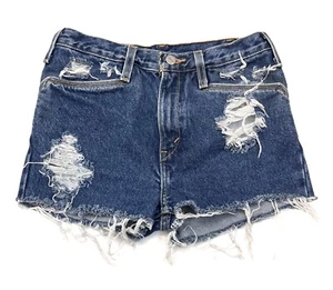 Levis Youth Girls Distressed Denim Girlfriend Shorty Shorts - Size 16 Slim - Picture 1 of 3